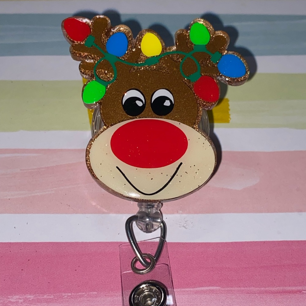 Rudolph Reindeer Christmas Badge Reel